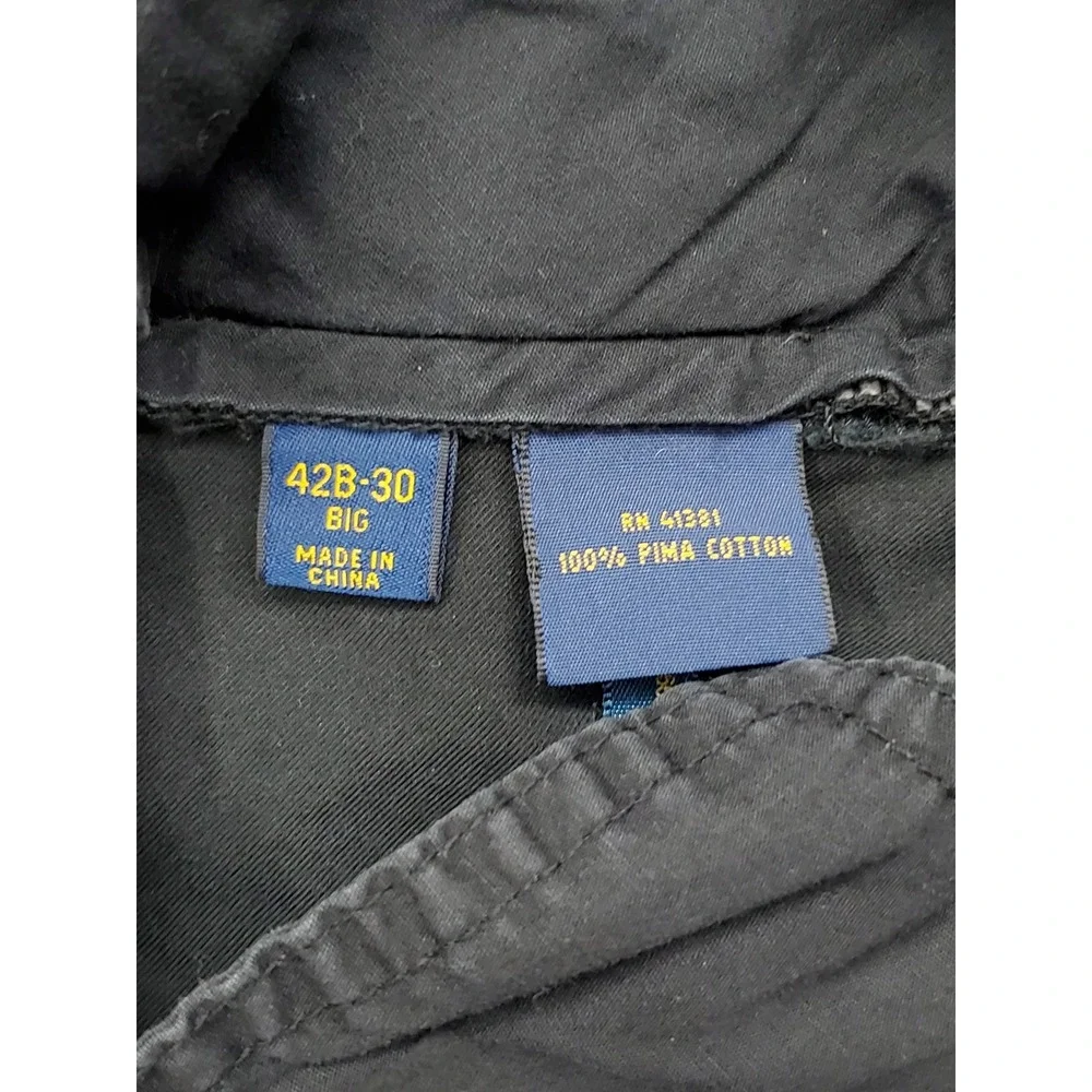 Polo Ralph Lauren Men Pants 42B-30 BIG Black Chino Twill Button Zipper Classic